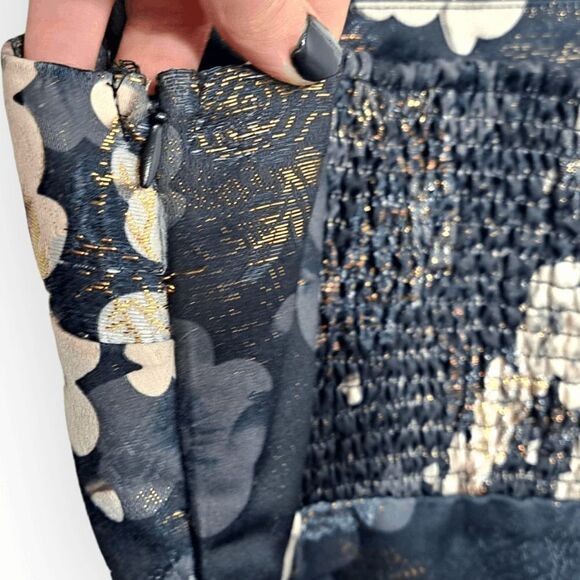 Urban Outfitters Packer Notched Mini Dress in Metallic Floral size Medium - Picture 6 of 10